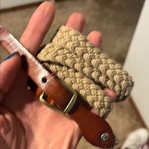 GAP Brown Leather and Tan Woven Women's Belt